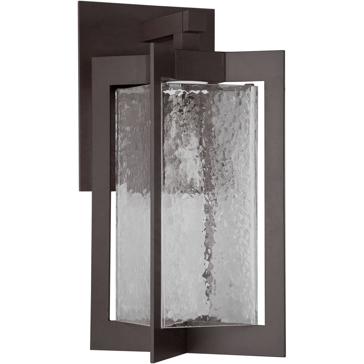 Quad LED Statuary Bronze Outdoor Sconce in Clear with Hammered Texture, Lantern